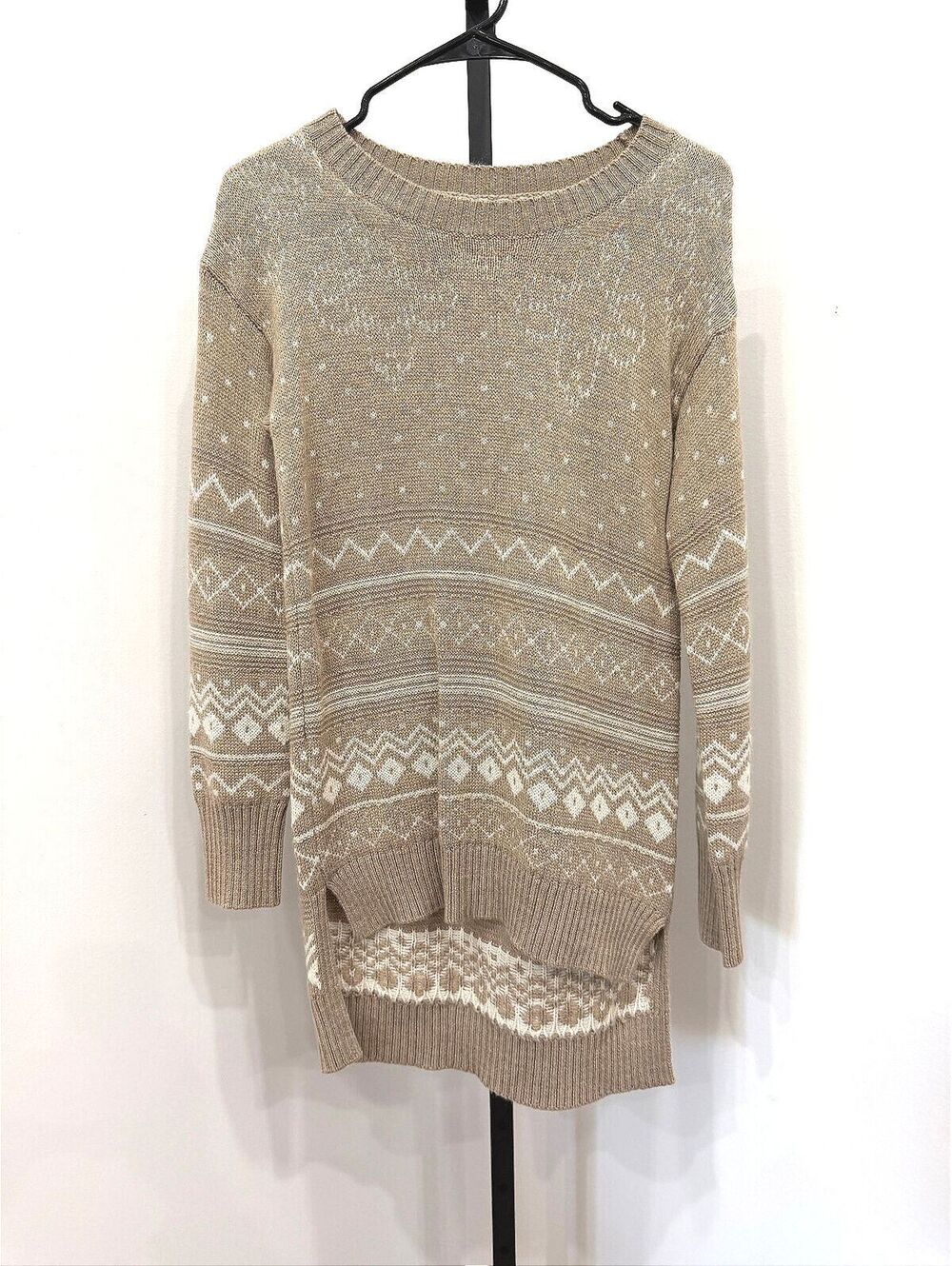 Thakoon Women's XS Knit Sweater Dress Beige Patterned